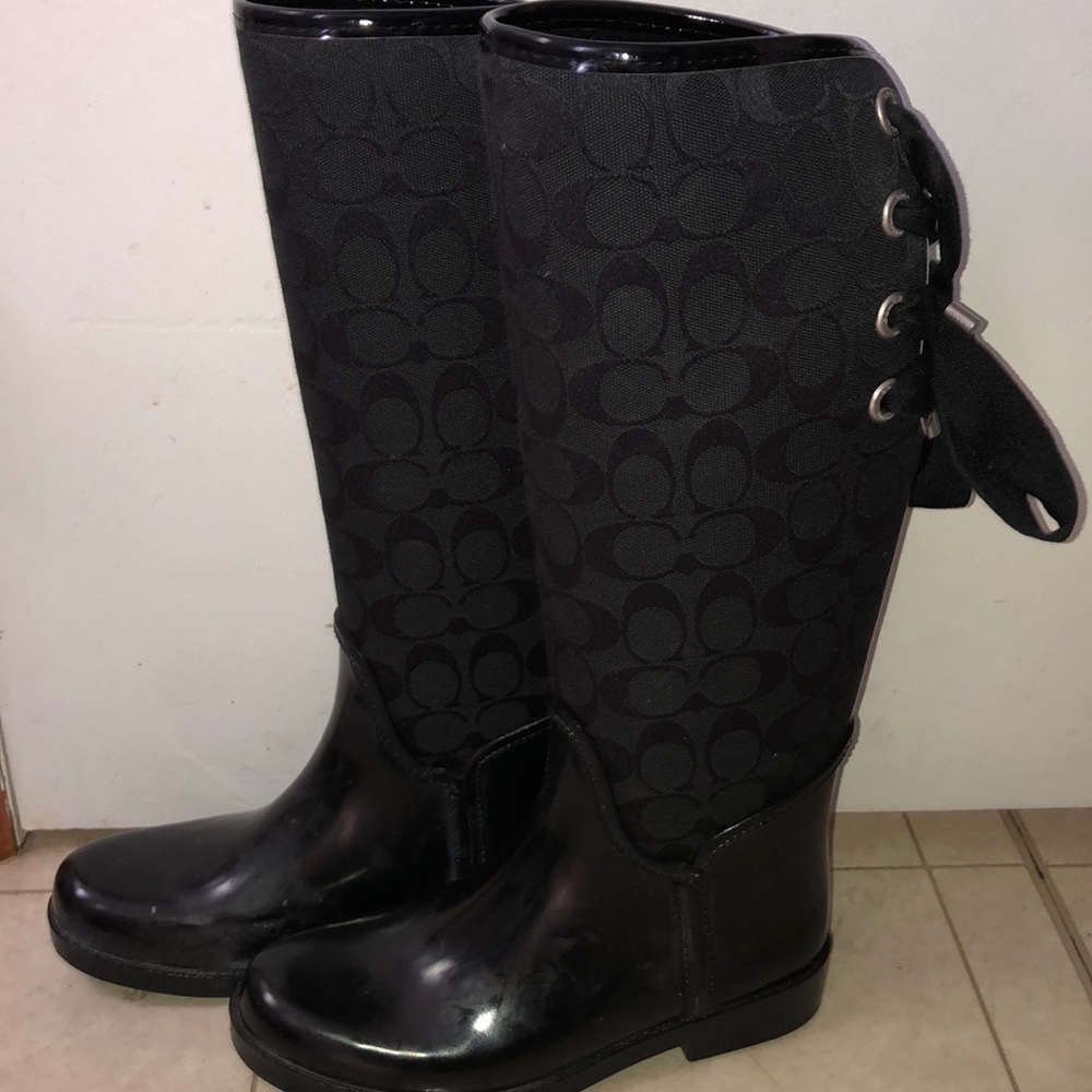 Black coach rain boots